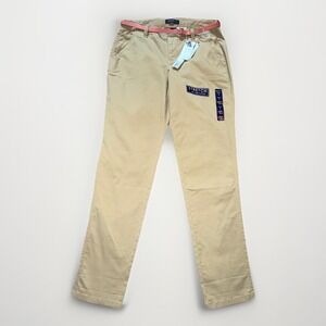 Bandolino Woman's NWT Michele Khaki Chino Ankle Natural Rise Belted Pants Size 4